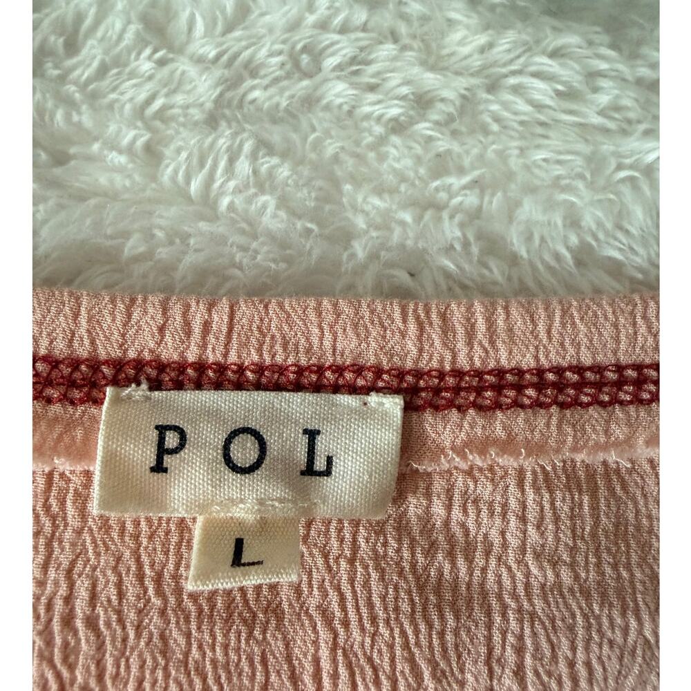 POL Boho Patchwork Lace Mixed Media Oversized Top Peach Size Large - Picture 8 of 9